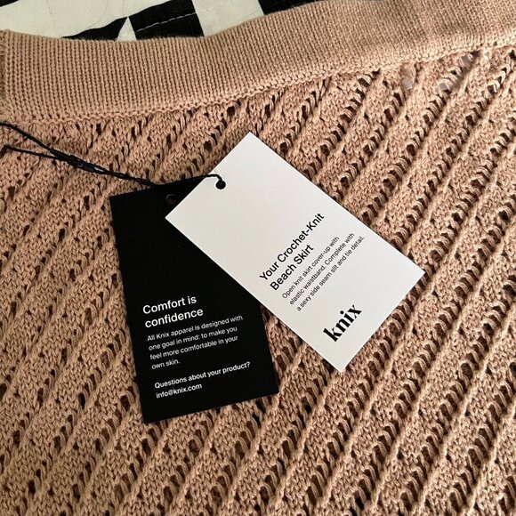 NWT Knix Crochet-Knit Maxi Beach Skirt Cover-Up Taupe Tan M/L - Picture 8 of 9